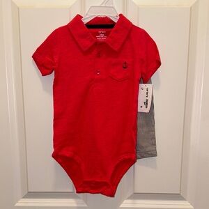 NWT 24 months Carter's Bodysuit with Anchor Detail w/ blue/white shorts set